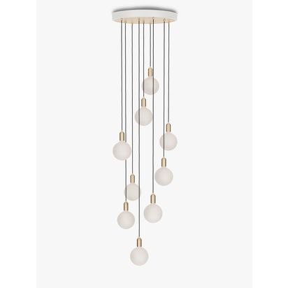 Tala Brass Nine Pendant Cluster Ceiling Light with Sphere IV ES LED Dim to Warm Globe Bulbs, White White | H5 x Dia.50.8cm