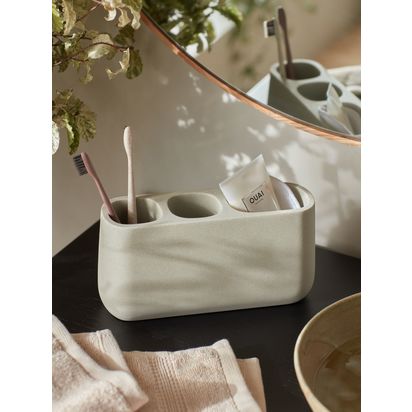 John Lewis Drift Toothbrush Holder Natural | H11 x W22.5 x D7.2cm