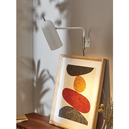 John Lewis No.045 Charter LED Plug-In Wall Light Satin Nickel And Satin White | H28 x W8.5 x D48cm