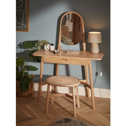 John Lewis Rattan Dressing Table Stool Oak | H45.40cm * W38.00cm * D50.00cm