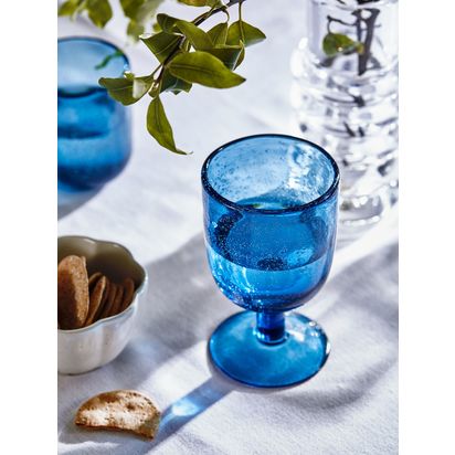 John Lewis Bubble Wine Glass, 272ml Blue | H13 x Dia.7.8cm