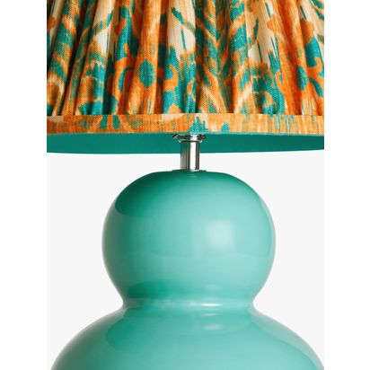 John Lewis + Matthew Williamson Curved Ceramic Lamp Base and Peacock Tapered Lampshade, Teal/Orange