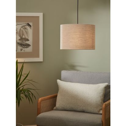 John Lewis Sophia Pure Linen Drum Lampshade Natural | H17.5 x Dia.25cm