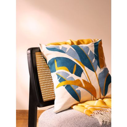 John Lewis Banana Leaves Cushion Teal | H50 x W3 x D50cm