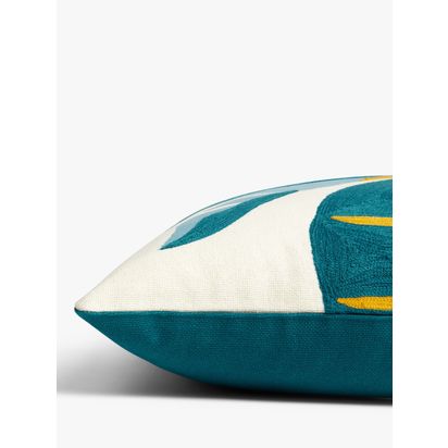 John Lewis Banana Leaves Cushion Teal | H50 x W3 x D50cm
