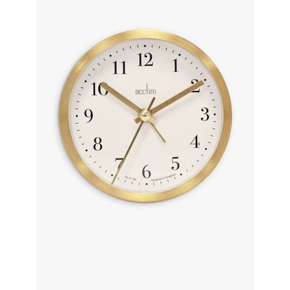 Acctim Classic Non-Ticking Sweep Analogue Alarm Clock, 9cm, Brushed Gold