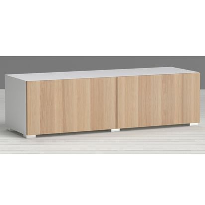 John Lewis ANYDAY Match Low wide Shelf Unit White & Oak Doors