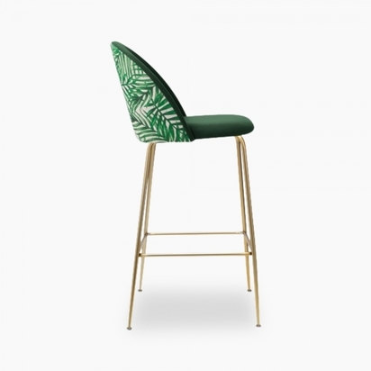 Cult Studio Heather Bar Stool, Green Palm Leaf Leg Colour: Brass
