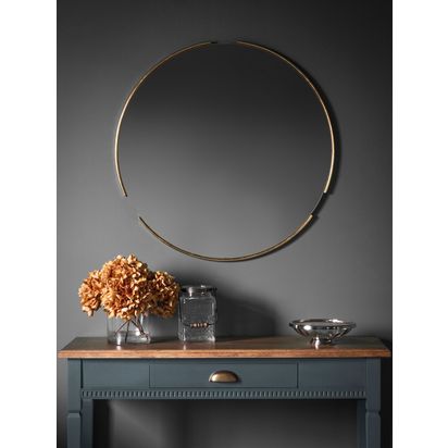 Gallery Direct Fitzroy Round Wood Frame Mirror, 80cm Gold | H80.00cm * W80.00cm * D2.00cm