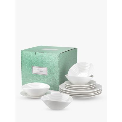 Sophie Conran for Portmeirion Dinnerware Set, White, 12 Piece White | Bowl: 19cm, Dinner plate: 28cm, Salad plate: 19cm