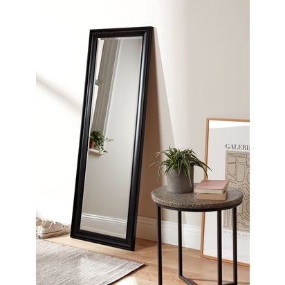 John Lewis Classic Full-Length Leaner/Wall Mirror, 140 x 50cm, Black Black | 140.6 x 50.6 x 3.3cm