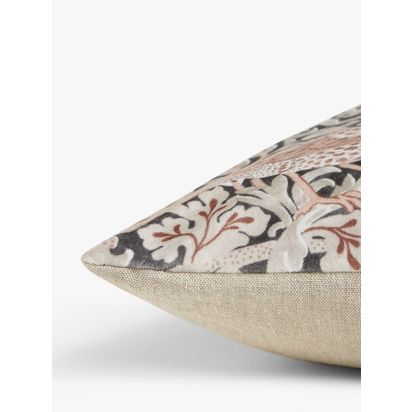 Morris & Co. Strawberry Thief Square Velvet Cushion Grey / Multi | 50 x 50cm