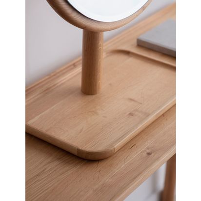 Gallery Direct Kingham Oak Wood Dressing Table Mirror & Tray, 46cm, Natural Natural