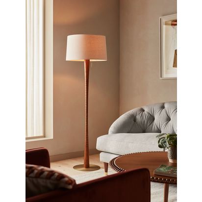 John Lewis Contour Floor Lamp, Brown/Gold Brown/Gold | H155 x W48 x D48cm