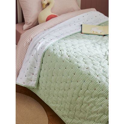 John Lewis Gingham Stitch Quilted Bedspread Multi | L165 x W200cm