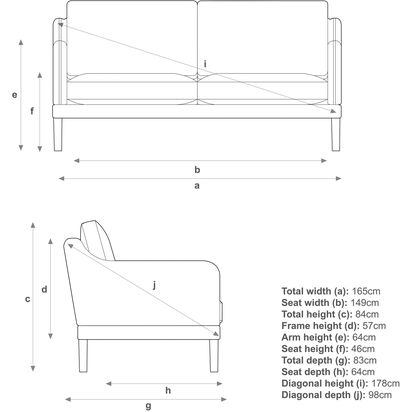 John Lewis ANYDAY Sweep Medium 2 Seater Sofa, Light Leg Brushed Tweed Grey | H83 x W167 x D80cm