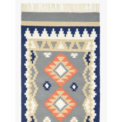 John Lewis Geometric Kelim Runner, Blue/Multi, L240 x W70cm Blue/Multi | L240 x W70 x D0.5cm