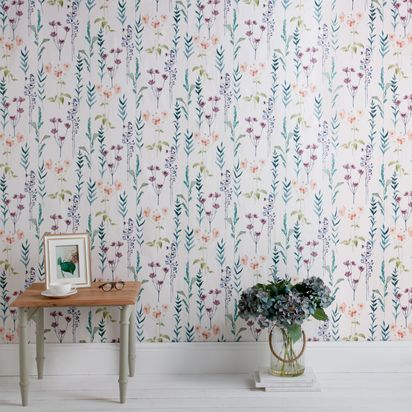 John Lewis Longstock Wallpaper, Multi Multi | L10m x W52cm