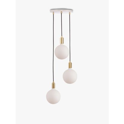 Tala Brass Triple Pendant Ceiling Light with Sphere IV ES LED Dim to Warm Globe Bulbs White | H2 x Dia.25cm