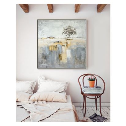 John Lewis 'Abstract Tree' Hand Painted Framed Canvas, 70 x 70cm, Gold Gold | H70 x W70 x D3.6cm