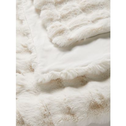 John Lewis Wave Fur Throw Natural | L200 x W150cm