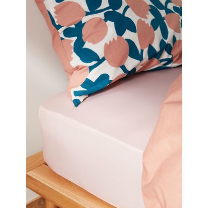 John Lewis ANYDAY Pure Cotton Fitted Sheet Blush Pink | H90 x W190 x D30cm