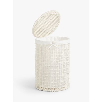 John Lewis Chunky Cotton Laundry Basket, White White | H55 x Dia.38cm
