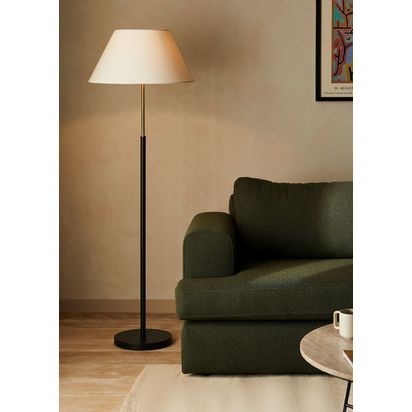 John Lewis Tapered Shade Floor Lamp, Black/Brass Black/Brass | H150 x Dia.50.5cm