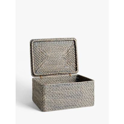 John Lewis Modern Country Rattan Lidded Storage Box Natural | H20 x W30 x D40cm