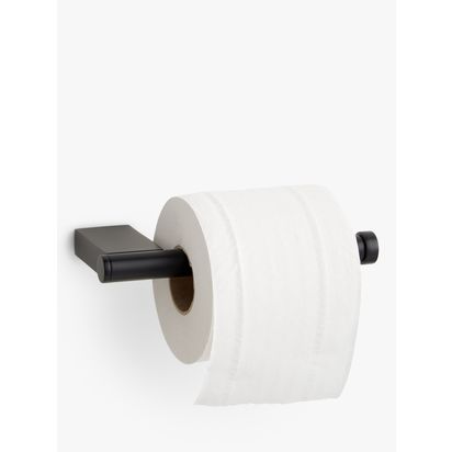 John Lewis Opus Bar Toilet Roll Holder Black | H2 x W16.7 x D8.1cm