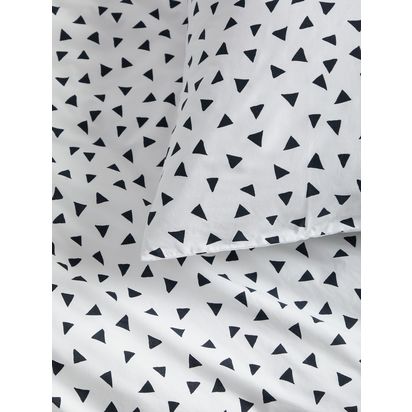 John Lewis Geometric Duvet Cover and Pillowcase Set, White/Black White/Black | Single: L200 x W135cm, Double: L200 x W200cm. Pillowcase: L75 x W50cm