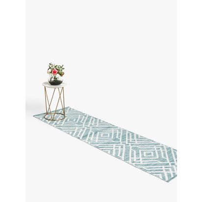 John Lewis ANYDAY Aztec Indoor/Outdoor Runner, L240 x W70 cm Teal | L240 x W70 cm