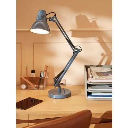 John Lewis Elliott Desk Lamp Gloss Slate Blue | H58 x W50 x D17.5cm
