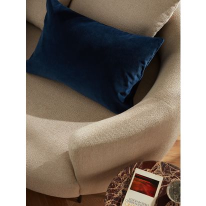 John Lewis Rectangular Cotton Velvet Cushion Navy | 60 x 40cm