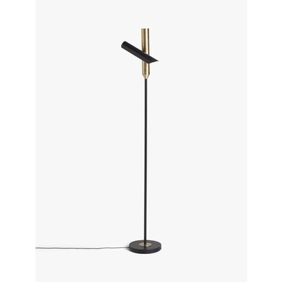 John Lewis Swivel LED Uplighter Floor Lamp Black/Brass | H172 x W25 x D33cm
