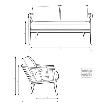 John Lewis Frome Loveseat | H81 x W144 x D86cm