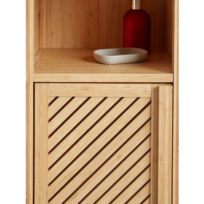 John Lewis Chevron Tallboy Bathroom Cabinet Natural | H160 x W35 x D36cm