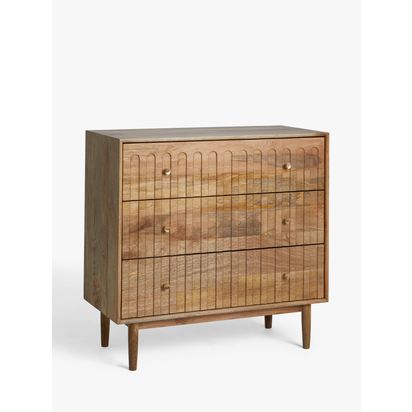 John Lewis Groove 3 Drawer Bedroom Chest, Natural | H89.5 x W92 x D43.5cm