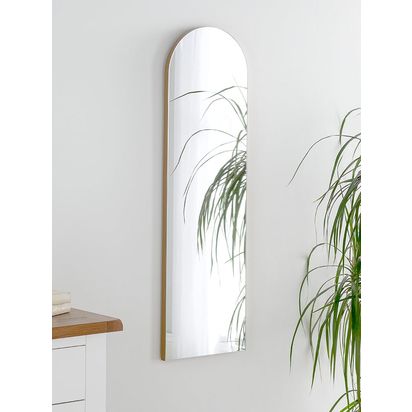 Yearn Delicacy Arched Wood Frame Wall Mirror, 100 x 30cm Gold