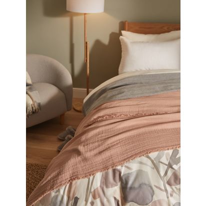 John Lewis Washed Cotton Bedspread Plaster | L250 x W260cm