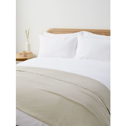 John Lewis Washed Cotton Bedspread Natural | L250 x W260cm