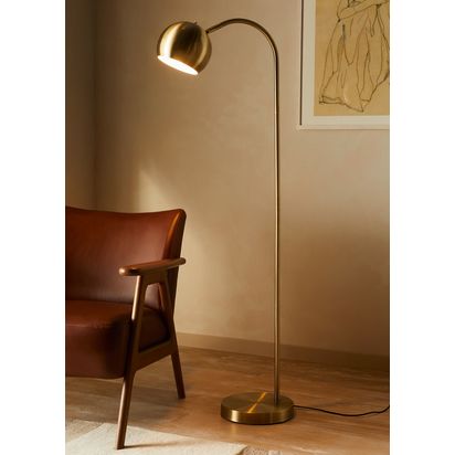 John Lewis Hector Mini Floor Lamp Antique Brass | H150 x W42 x D28cm