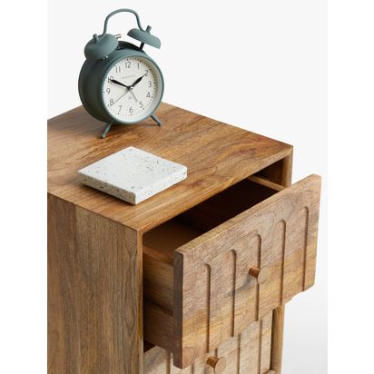John Lewis Groove 2 Drawer Bedside Table, Natural Natural | H59 x W32 x D32cm
