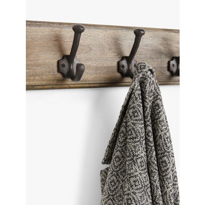 John Lewis Country Hanging Rack, 5 Hooks Brown | H13 x W9 x D65cm