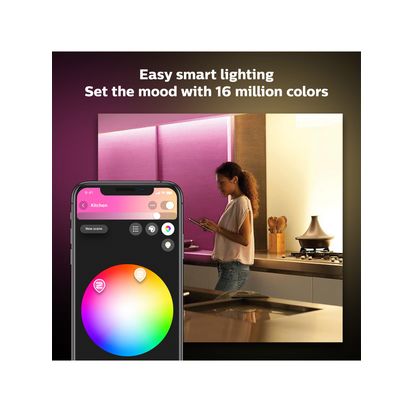 Philips Hue White and Colour Ambiance Smart Lighting Adjustable Colour Changing LED Lightstrip Plus with Bluetooth, 20W, 2 Metres & LED Lightstrip Extension with Bluetooth, 11.5W, 1 Metre Multi