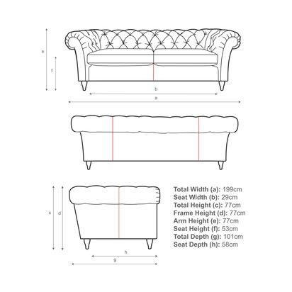 John Lewis Cromwell Chesterfield Large 3 Seater Leather Sofa, Dark Leg Winchester Chocolate | H77 x W199 x D101cm