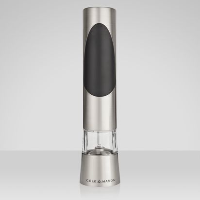 Cole & Mason Richmond Salt and Pepper Mill Gift Set Silver/Clear | H5 X W21.5 X D4cm