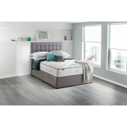 Silentnight Non Sprung 2 Drawer Divan Storage Bed, King Size Slate Grey | H200 x W150 x D38cm