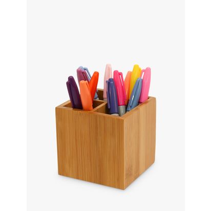 Osco Bamboo 3 Section Pen Pot Natural | H10 x W10.5 x D10.5cm