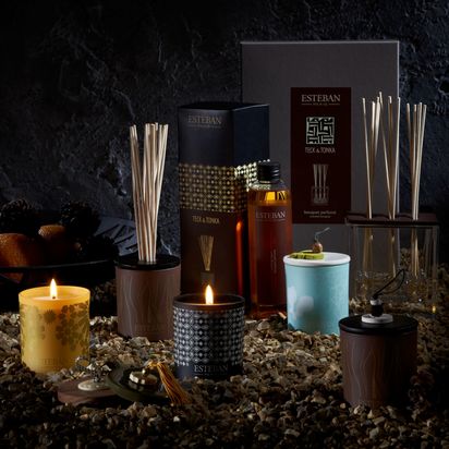 Esteban Decorative Cedre Scented Reed Diffuser, 100ml Multi | H23.5 x W6.5 x D6.5cm